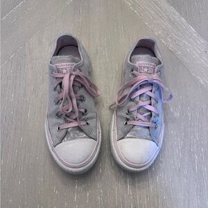 Converse silver metallic and light pink low tops size 2
